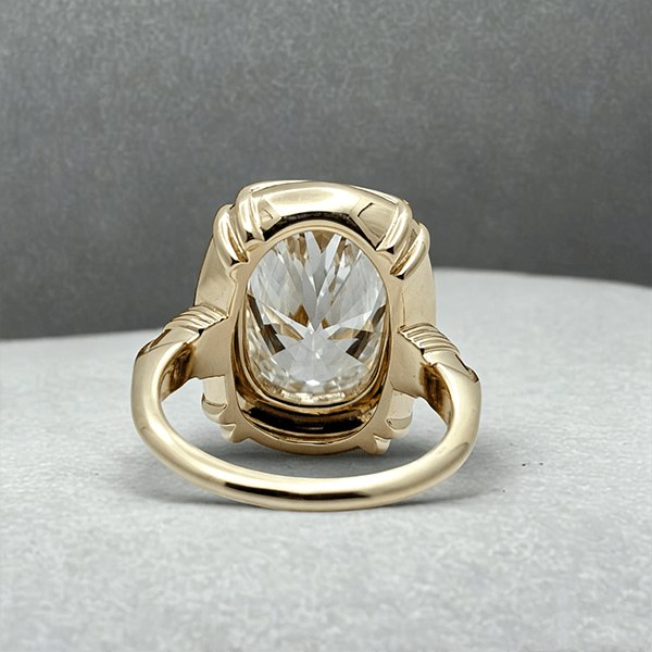 Solitaire Yellow Gold Oval Cut White Sapphire Engagement Ring