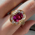 Luxury Jewelry Vintage Halo Oval Cut Ruby Sapphire Engagement Rings