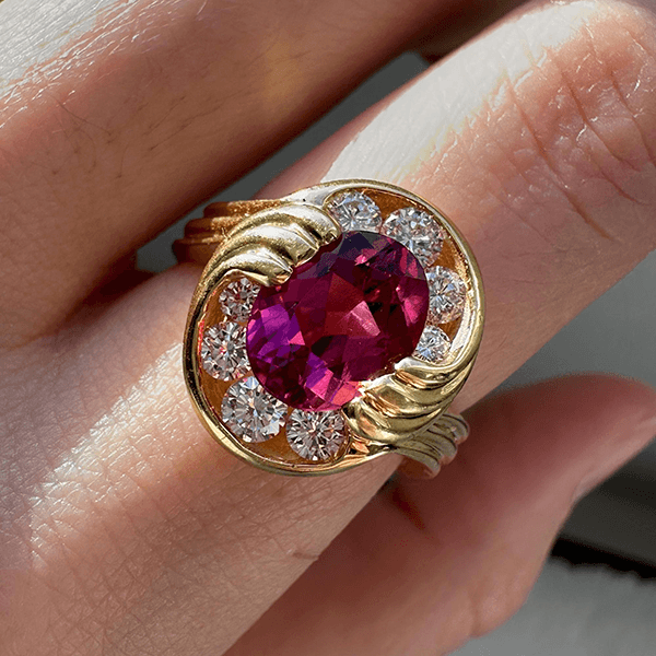 Luxury Jewelry Vintage Halo Oval Cut Ruby Sapphire Engagement Rings