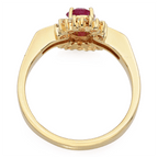 Yellow Gold Halo Cushion Cut Ruby Sapphire Engagement Ring