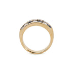 Luxury Jewelry Vintage Yellow Gold Asscher & Round Cut Ruby & Blue & White Sapphire Wedding Band