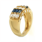 Art Deco Yellow Gold Baguette & Marquise Cut Blue & White Sapphire Wedding Band