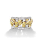 Two Tone Multi Row Radiant Cut Canary Sapphire Wedding Band For Women
