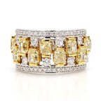 Two Tone Multi Row Radiant Cut Canary Sapphire Wedding Band For Women