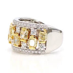 Two Tone Multi Row Radiant Cut Canary Sapphire Wedding Band For Women