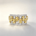 Two Tone Multi Row Radiant Cut Canary Sapphire Wedding Band For Women