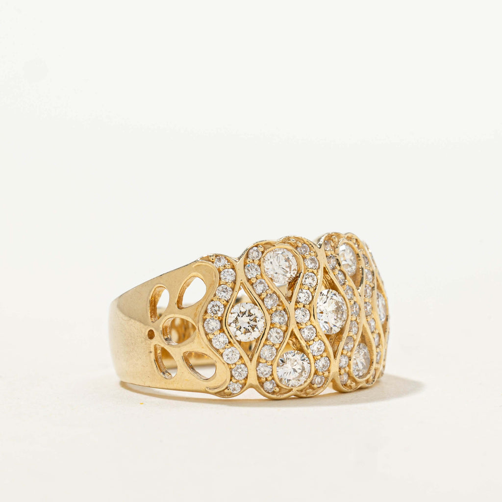 Infinity Design Yellow Gold Round Cut White Sapphire Wedding Band For Women