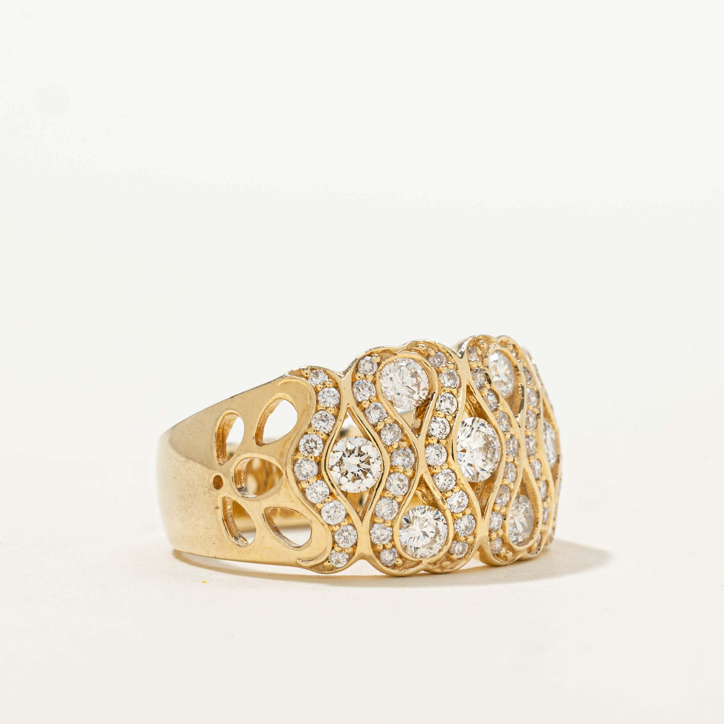 Infinity Design Yellow Gold Round Cut White Sapphire Wedding Band For Women