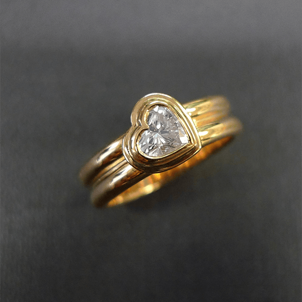 Yellow Gold Bezel Heart Cut White Sapphire Engagement Ring