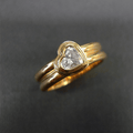 Yellow Gold Bezel Heart Cut White Sapphire Engagement Ring