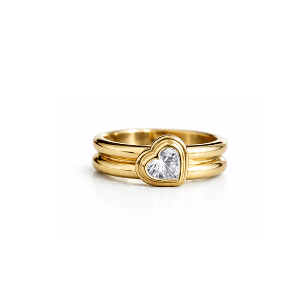 Yellow Gold Bezel Heart Cut White Sapphire Engagement Ring