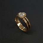 Yellow Gold Bezel Heart Cut White Sapphire Engagement Ring