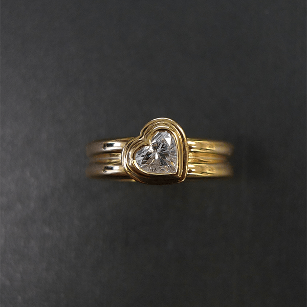 Yellow Gold Bezel Heart Cut White Sapphire Engagement Ring