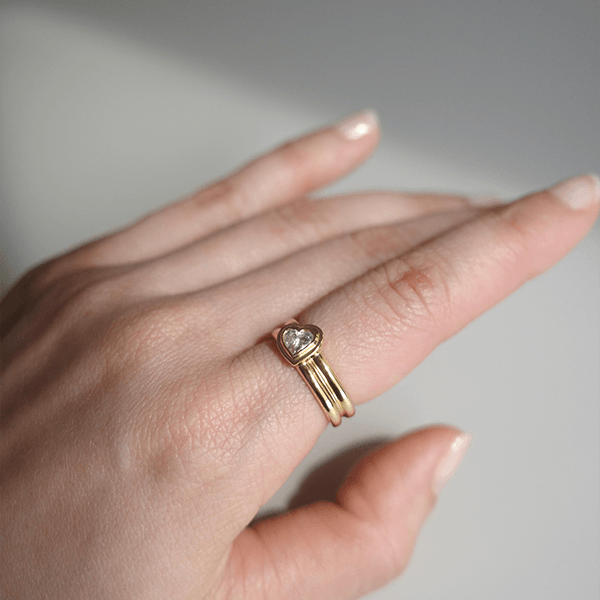 Yellow Gold Bezel Heart Cut White Sapphire Engagement Ring