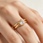 Yellow Gold Bezel Heart Cut White Sapphire Engagement Ring