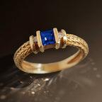 Elegant Rope Twist Blue Sapphire Asscher Cut Engagement Ring