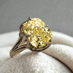 Unique Design Yellow Gold Cushion Cut Canary Sapphire Engagement Ring