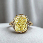 Unique Design Yellow Gold Cushion Cut Canary Sapphire Engagement Ring