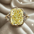 Unique Design Yellow Gold Cushion Cut Canary Sapphire Engagement Ring