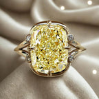 Unique Design Yellow Gold Cushion Cut Canary Sapphire Engagement Ring