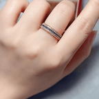 Yellow Gold Triple Row Round Cut Blue & White Sapphire Wedding Band For Women
