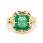 Solitaire Yellow Gold Emerald Cut Emerald Sapphire Engagement Ring