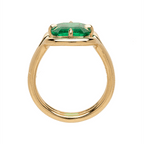 Solitaire Yellow Gold Emerald Cut Emerald Sapphire Engagement Ring