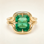 Solitaire Yellow Gold Emerald Cut Emerald Sapphire Engagement Ring