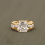 Yellow Gold Asscher Cut White Sapphire Engagement Ring