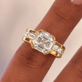 Yellow Gold Asscher Cut White Sapphire Engagement Ring