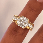 Yellow Gold Asscher Cut White Sapphire Engagement Ring