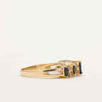 Yellow Gold Multi Row Marquise Cut Blue Sapphire Wedding Band For Women