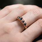 Yellow Gold Multi Row Marquise Cut Blue Sapphire Wedding Band For Women
