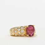 Accented Design Yellow Gold Oval Cut Ruby Sapphire Engagement Ring
