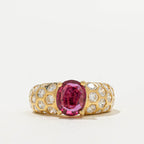 Accented Design Yellow Gold Oval Cut Ruby Sapphire Engagement Ring