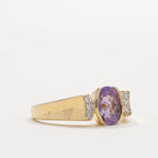 Vintage Yellow Gold Bezel Oval Cut Amethyst Sapphire Engagement Ring
