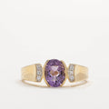 Vintage Yellow Gold Bezel Oval Cut Amethyst Sapphire Engagement Ring