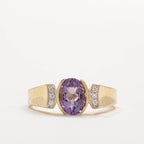 Vintage Yellow Gold Bezel Oval Cut Amethyst Sapphire Engagement Ring