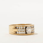 Art Deco Yellow Gold Oval Cut White Sapphire Engagement Ring