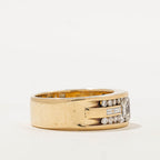 Art Deco Yellow Gold Oval Cut White Sapphire Engagement Ring