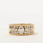 Art Deco Yellow Gold Oval Cut White Sapphire Engagement Ring