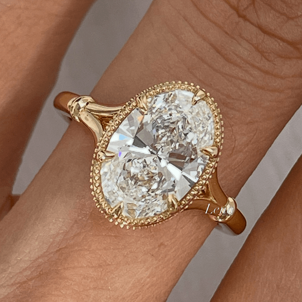 Vintage Solitaire Yellow Gold Oval Cut White Sapphire Engagement Ring