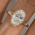 Vintage Solitaire Yellow Gold Oval Cut White Sapphire Engagement Ring