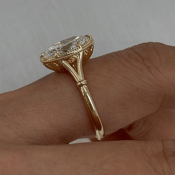Vintage Solitaire Yellow Gold Oval Cut White Sapphire Engagement Ring