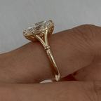 Vintage Solitaire Yellow Gold Oval Cut White Sapphire Engagement Ring