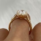 Vintage Solitaire Yellow Gold Oval Cut White Sapphire Engagement Ring