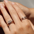 Vintage Three Stone Yellow Gold Round Cut Ruby & White Sapphire Half Eternity Wedding Band For Women