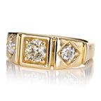 Classic Three Stone Yellow Gold Round Cut  White Sapphire Wedding Band For Women