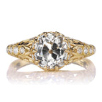Vintage Yellow Gold Cushion Cut White Sapphire Engagement Ring