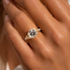 Vintage Yellow Gold Cushion Cut White Sapphire Engagement Ring